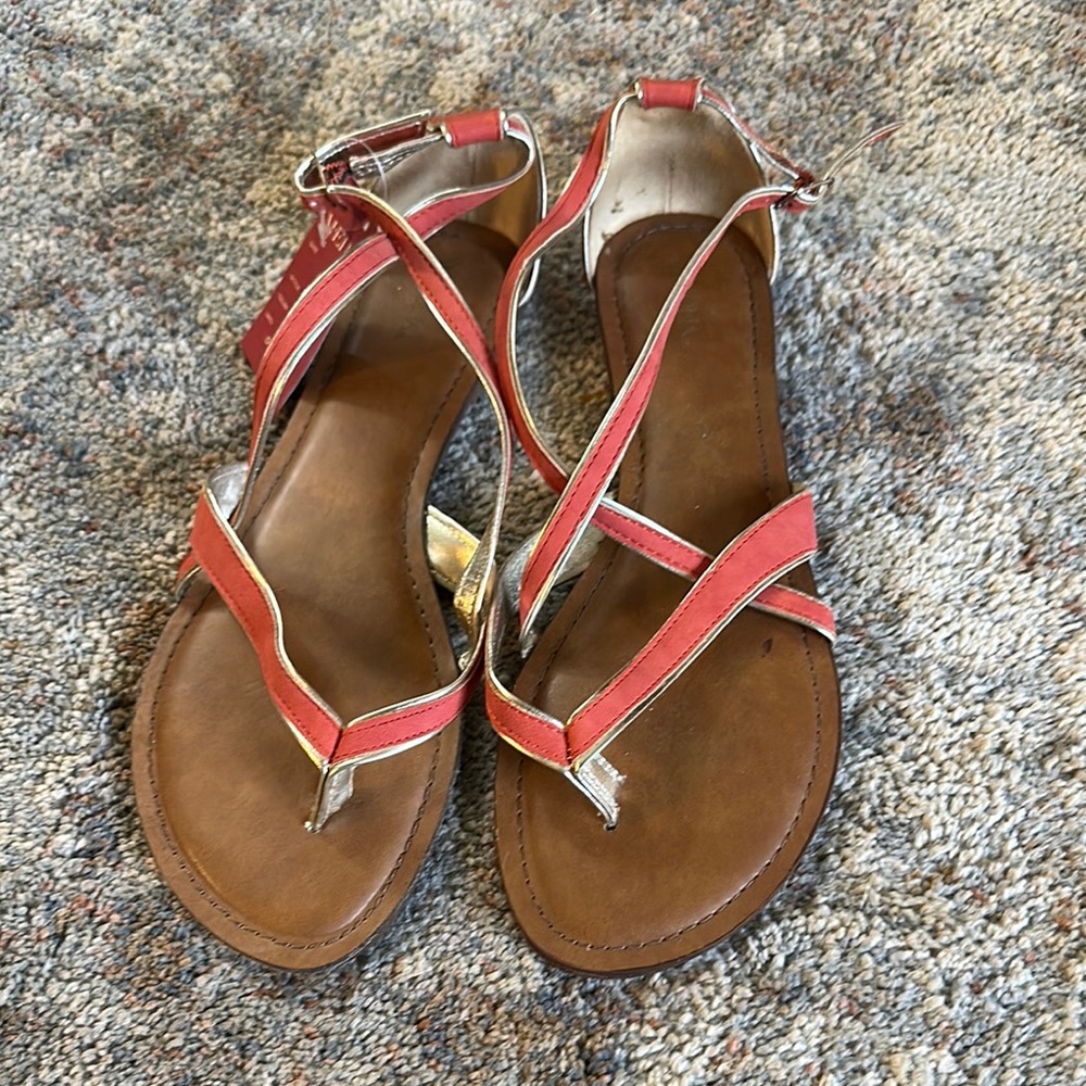 Merona Red and Silver Sandals with Thong Style